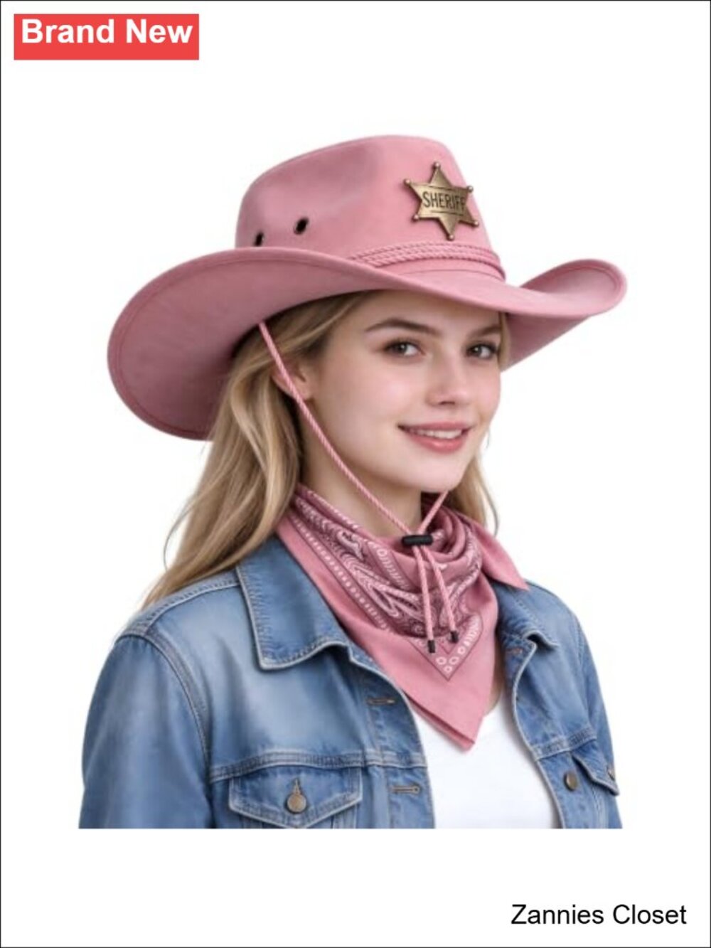 🤠 Suede Cowboy Hat Set with 100% Cotton Triangular Scarf Adjustable One Size